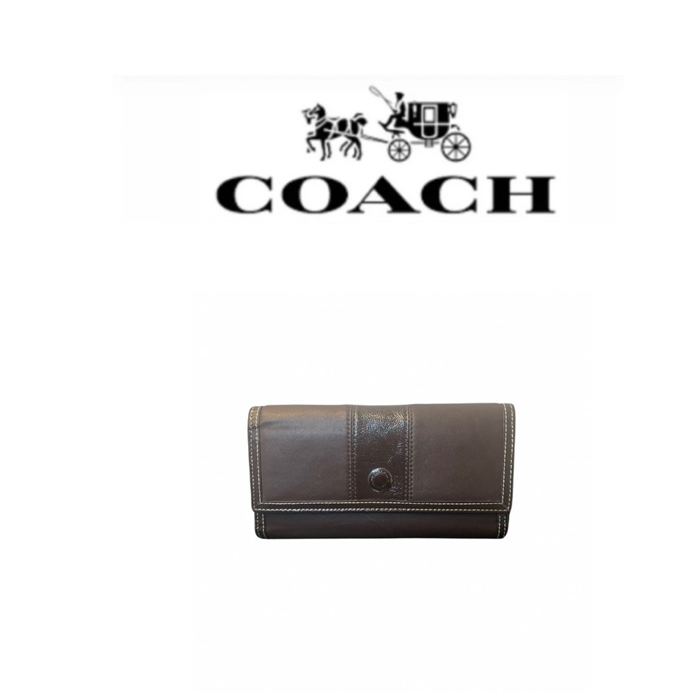 Coach SIS Brown Leather Checkbook Wallet
