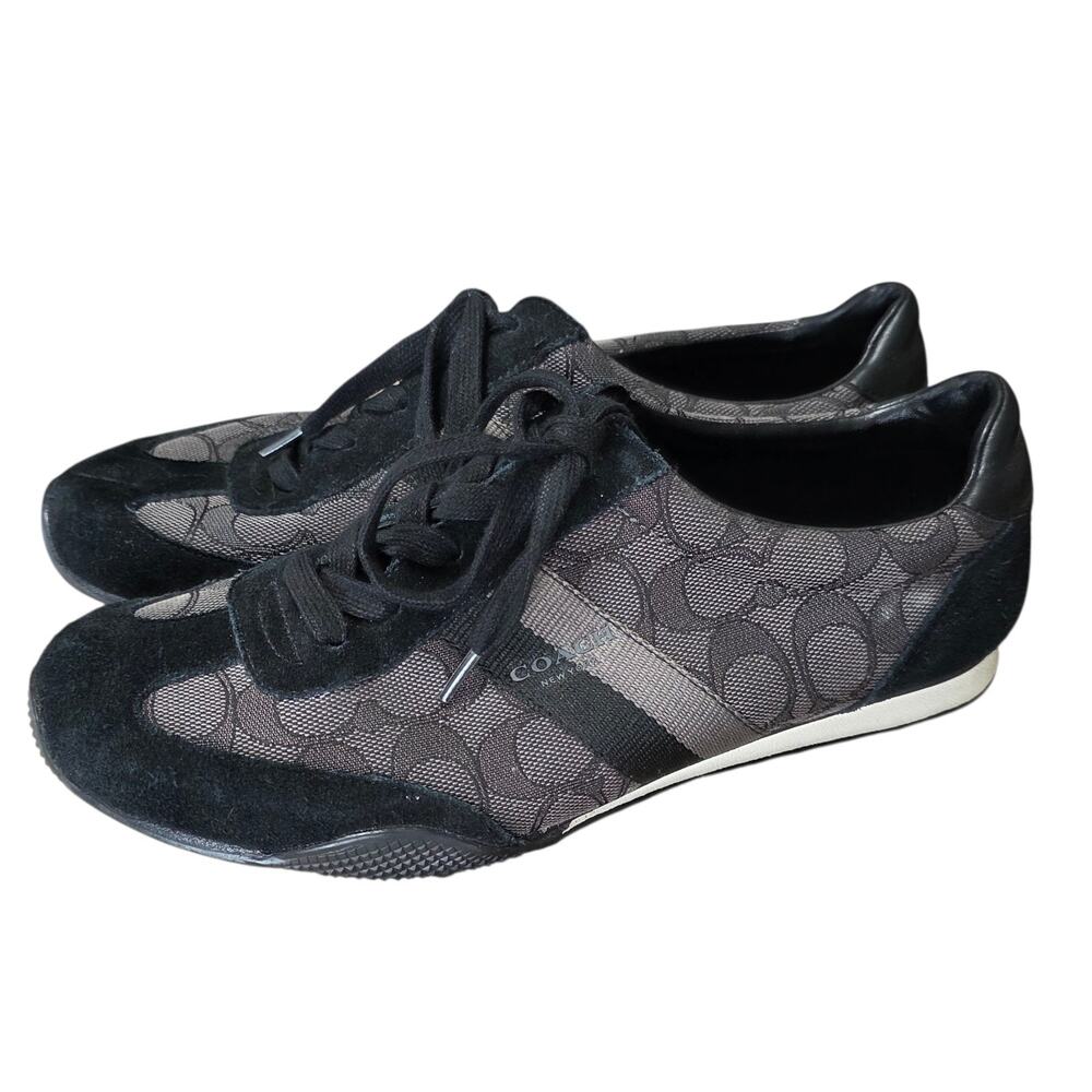 Coach Kelson Sneakers Women’s 8.5B Black Gray Signature Logo Lace Up