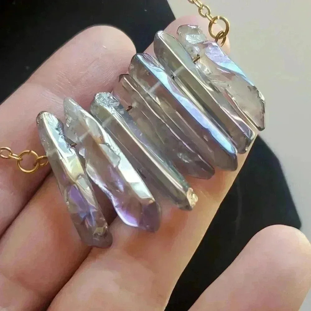 ✨️Purple rainbow 🌈 aura quartz Bondhu necklace rare hard to find✨️ - Picture 7 of 11