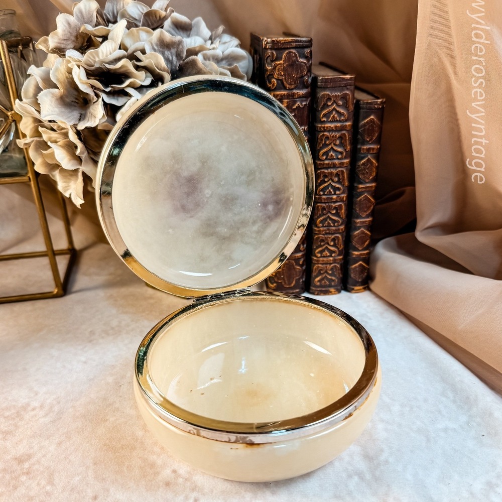 Floral Italian Alabaster Jewelry Casket - Picture 8 of 10