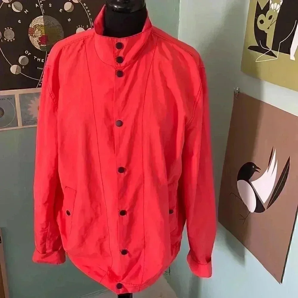 Fossil Bright orange lightweight windbreaker, large - Picture 1 of 7