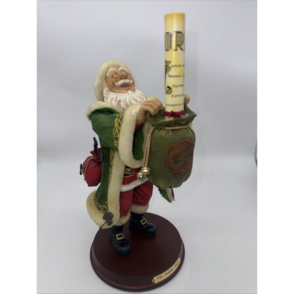 The Ireland Santa Figure 11.25" Tall, Wood‎ Base, Paper Mache Christmas Decor