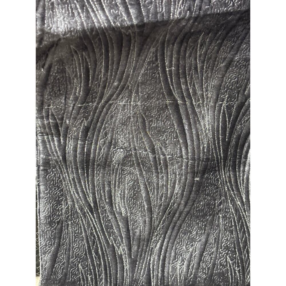 Tahari Home Gray Quilted Velvet Table Runner Textured Modern Decor 72 Inch - Picture 3 of 4