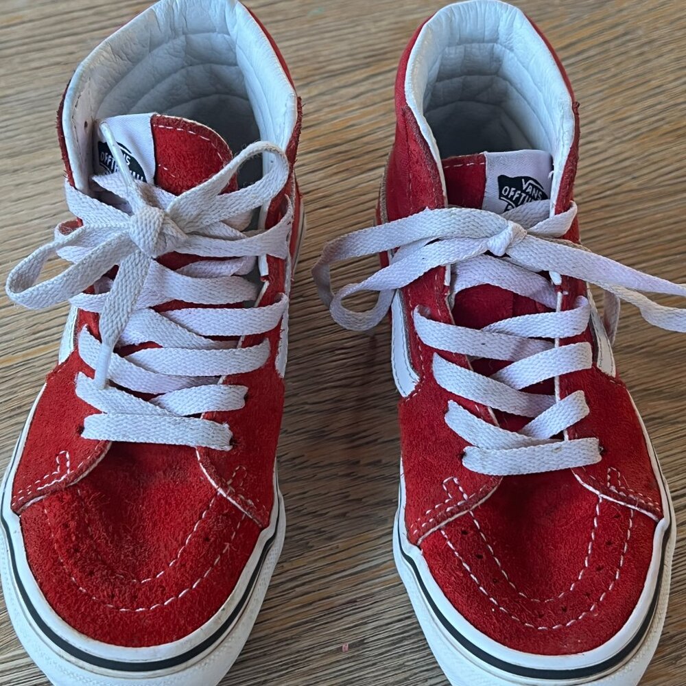 Vans Sk8-Hi Red Suede High Top Sneakers Kids Size 13.5 - Picture 2 of 9