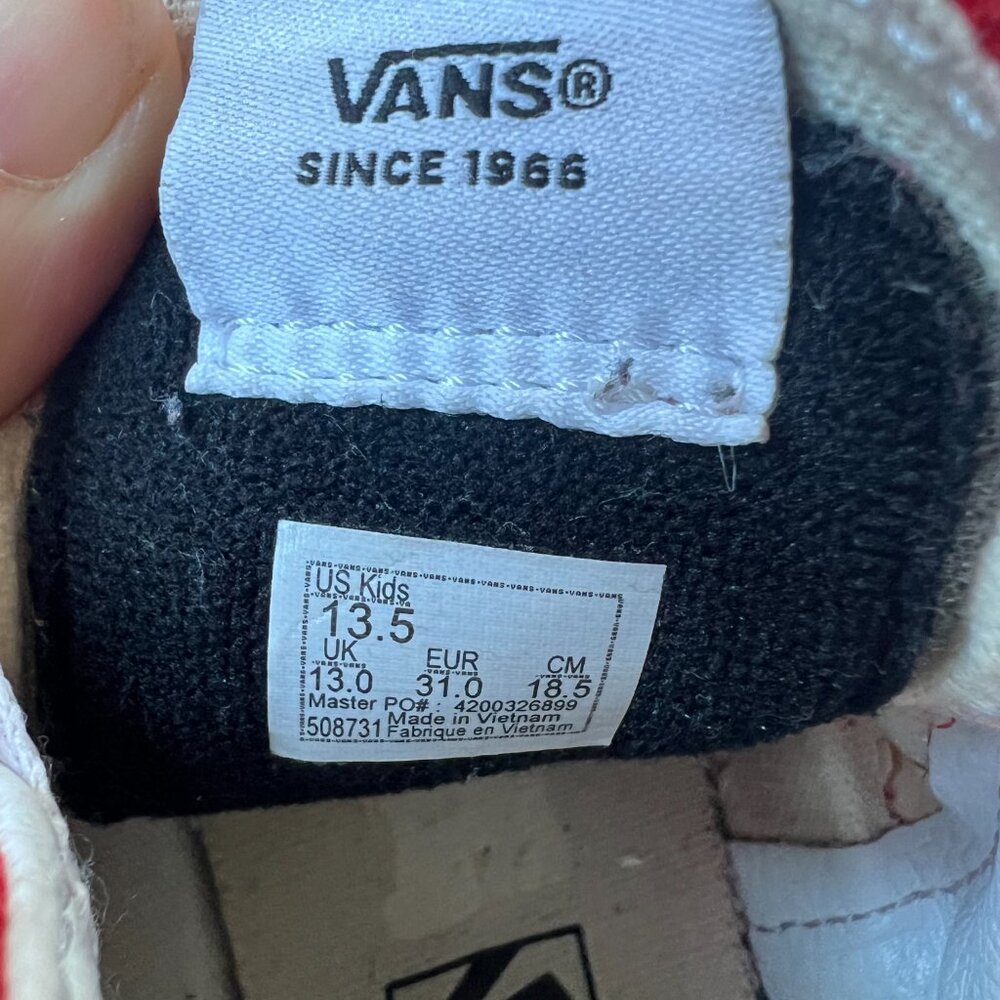 Vans Sk8-Hi Red Suede High Top Sneakers Kids Size 13.5 - Picture 4 of 9