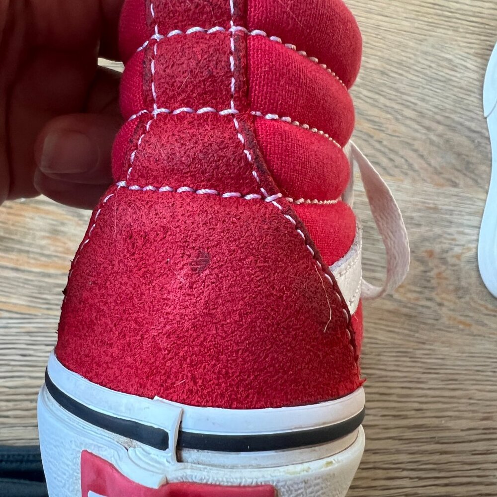 Vans Sk8-Hi Red Suede High Top Sneakers Kids Size 13.5 - Picture 5 of 9