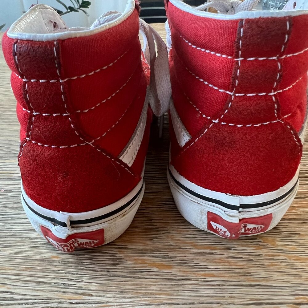 Vans Sk8-Hi Red Suede High Top Sneakers Kids Size 13.5 - Picture 3 of 9
