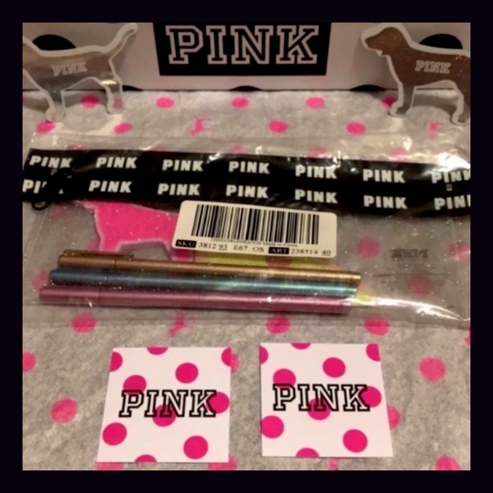 Victoria’s Secret PINK Clear Pencil/Pen Pouch Notepad And Pen Set