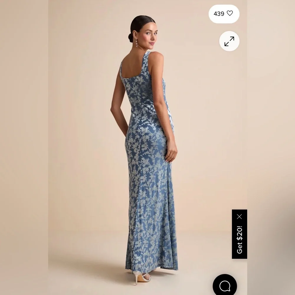 Lulus Blue Velvet evening gown - Picture 2 of 5