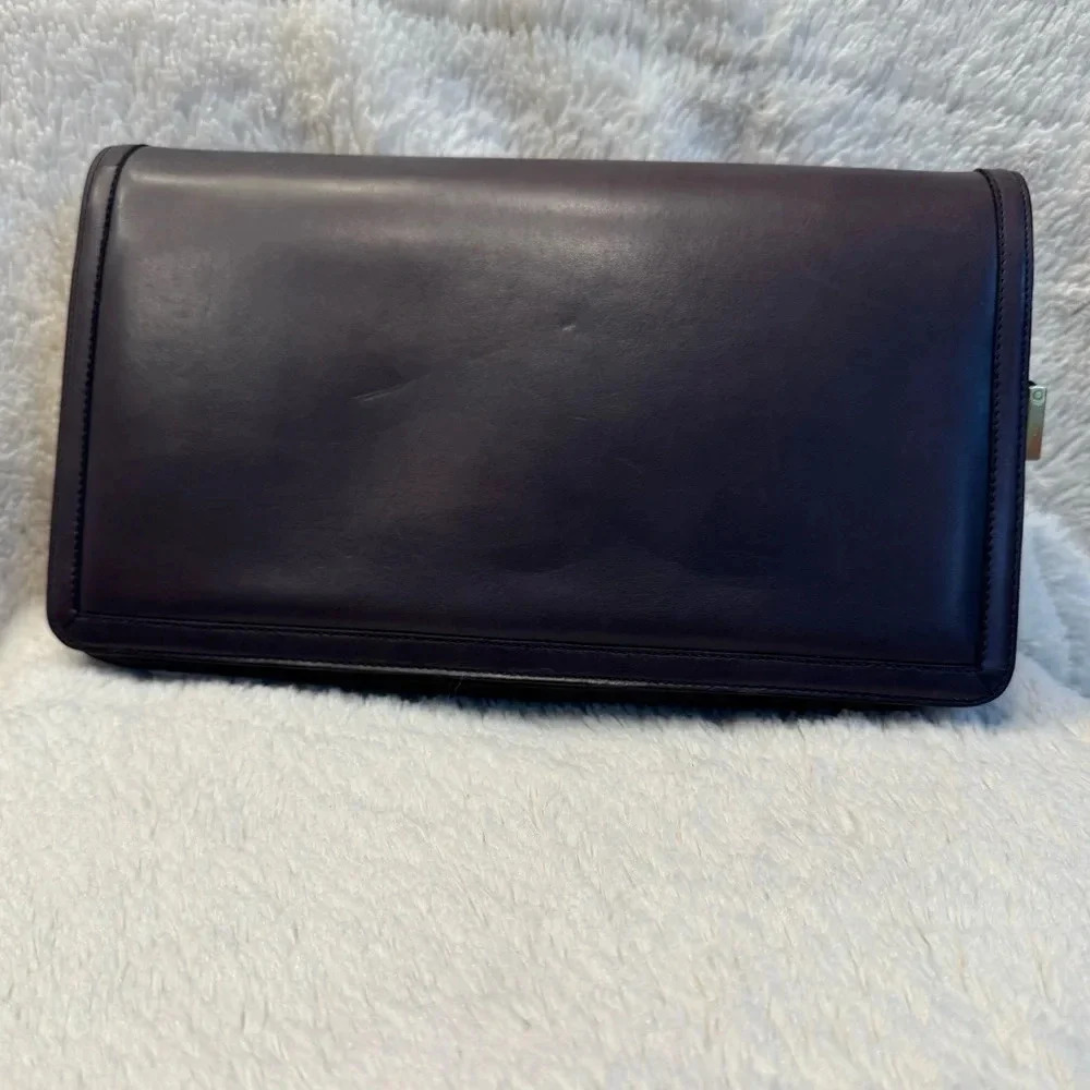 Bally Leather Clutch Cosmetic Bag Pouch - Purple & Green - Rare - Vintage - Picture 6 of 13
