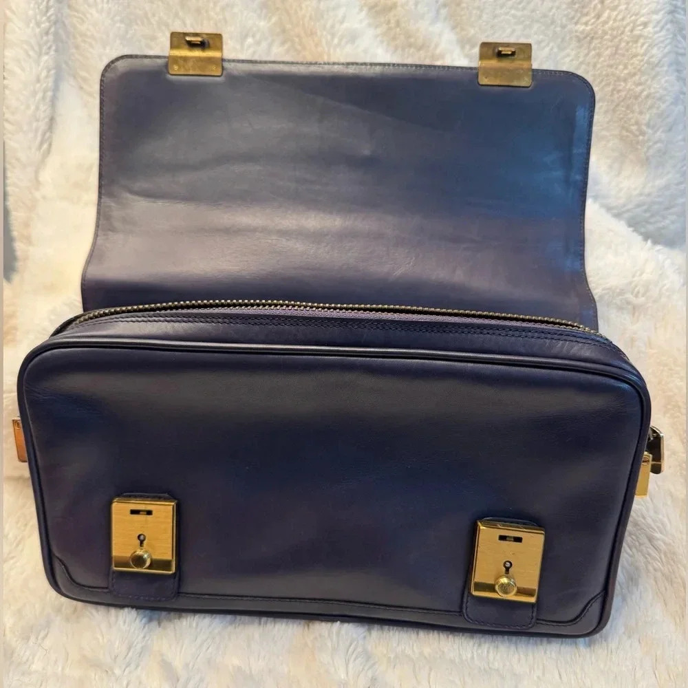 Bally Leather Clutch Cosmetic Bag Pouch - Purple & Green - Rare - Vintage - Picture 9 of 13