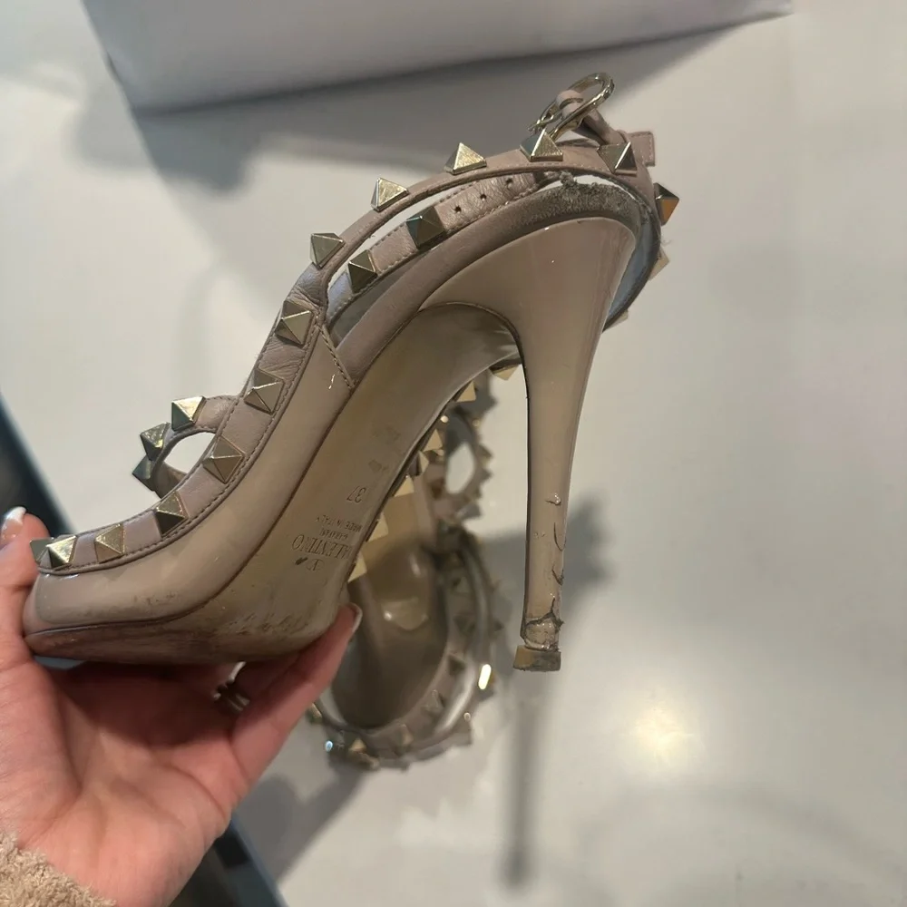 Studded Beige Heels - Picture 3 of 5