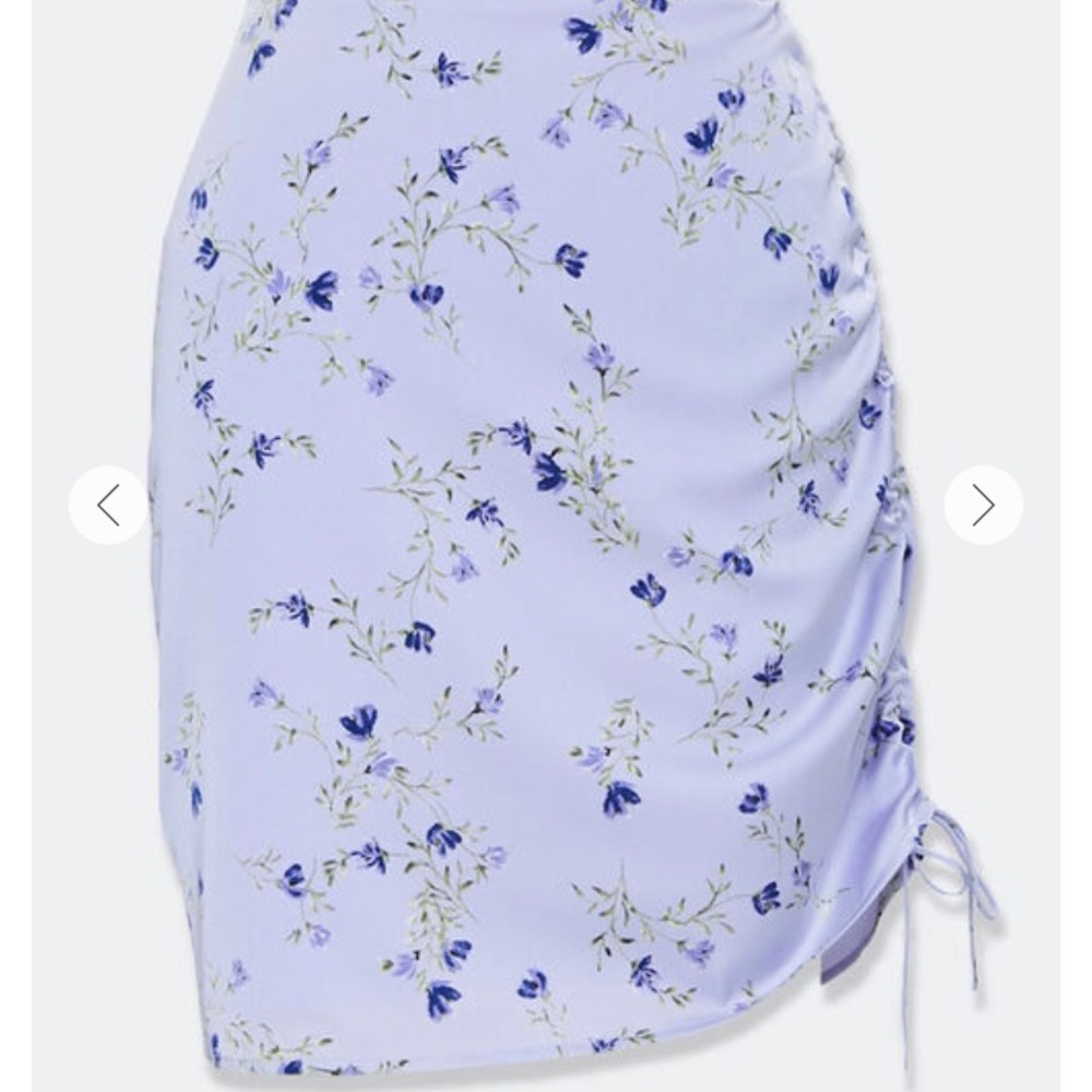 💜 NWT F21 Lavender Floral Ruched Satin Mini M