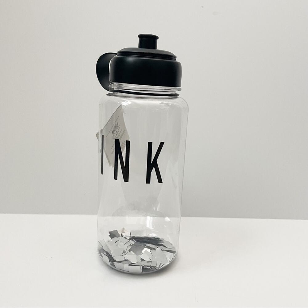 PINK Victoria’s Secret Water Bottle Black Clear NWT - Picture 2 of 11