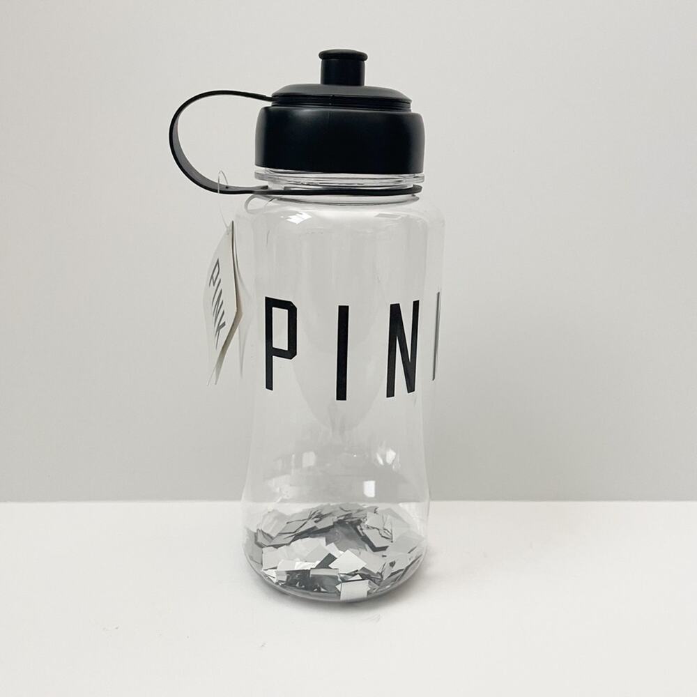 PINK Victoria’s Secret Water Bottle Black Clear NWT