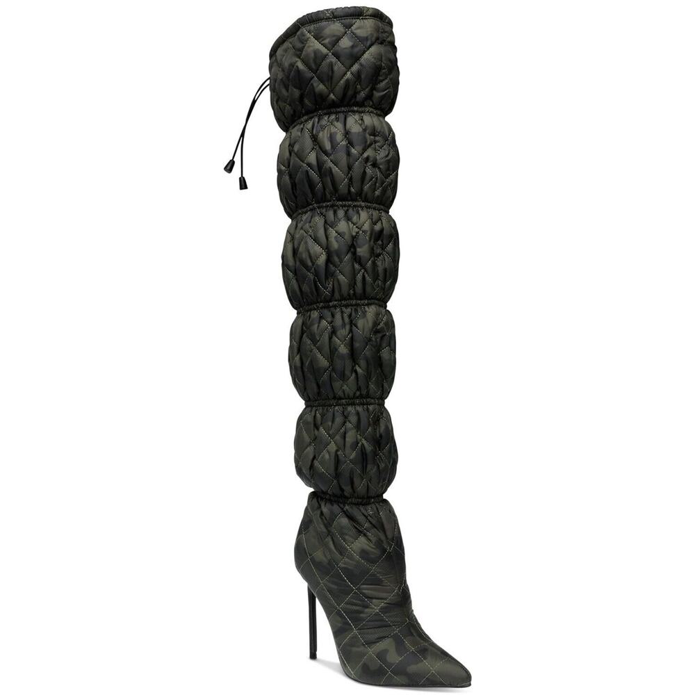 Steve Madden Women 6 Silhouette Over Knee Boots Green Puffer Camouflage NEW RARE
