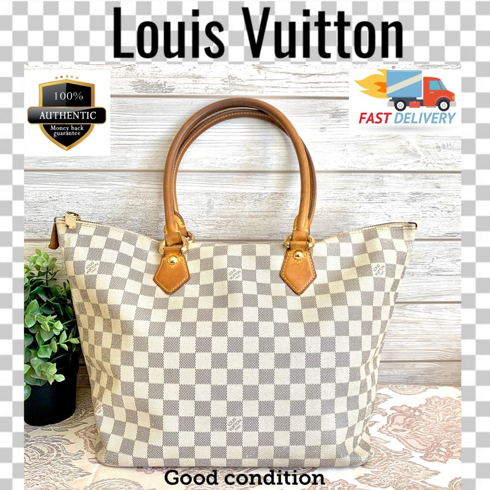 Louis Vuitton Checkered Tote Bag - Brown and Cream