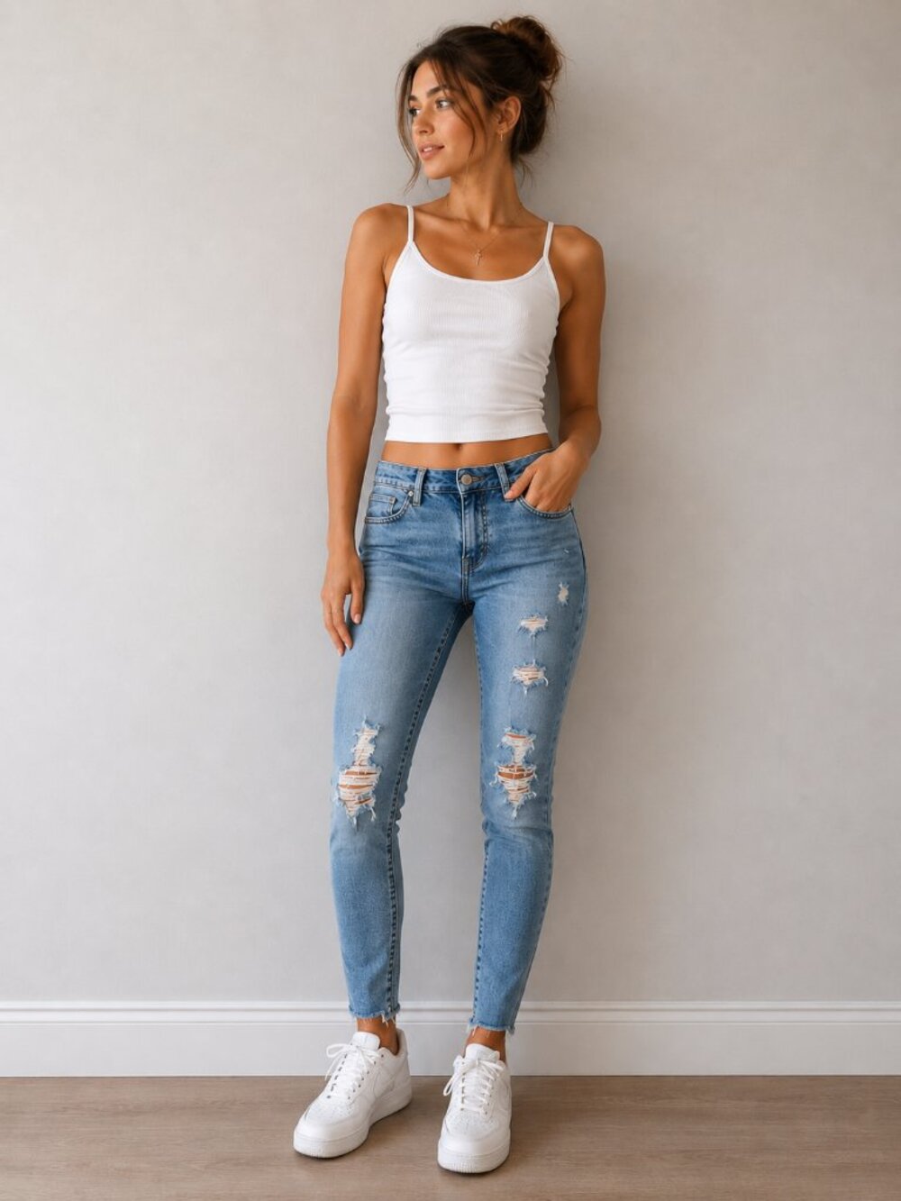 Levi’s 26 Distressed Skinny Jeans Women Light Wash High Rise Stretch Denim