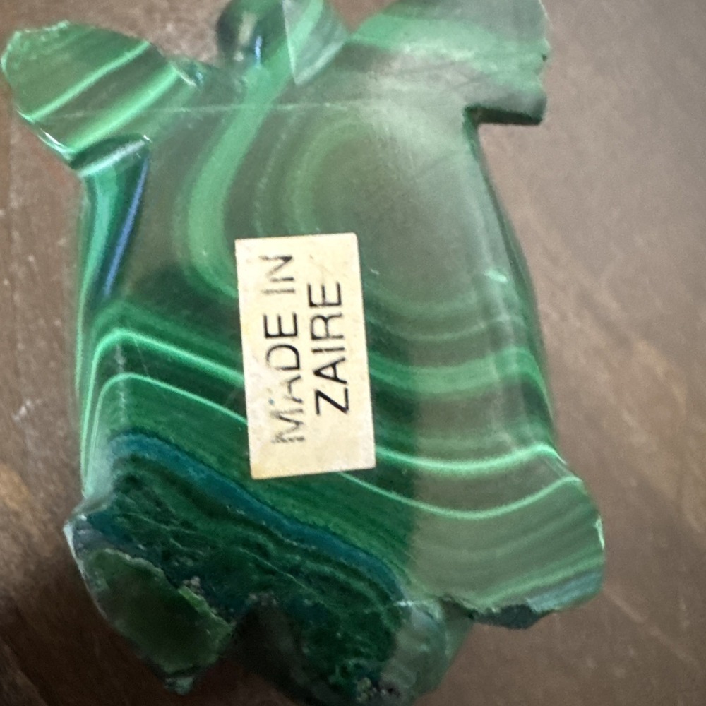 Carved Mini Turtle Malachite Green Made In Zaire - Picture 5 of 6