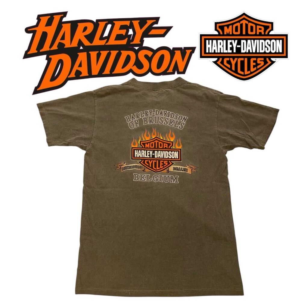 Vintage Harley Davidson Of Belgium T-Shirt Men’s Medium USA Made Faded Washed 3D
