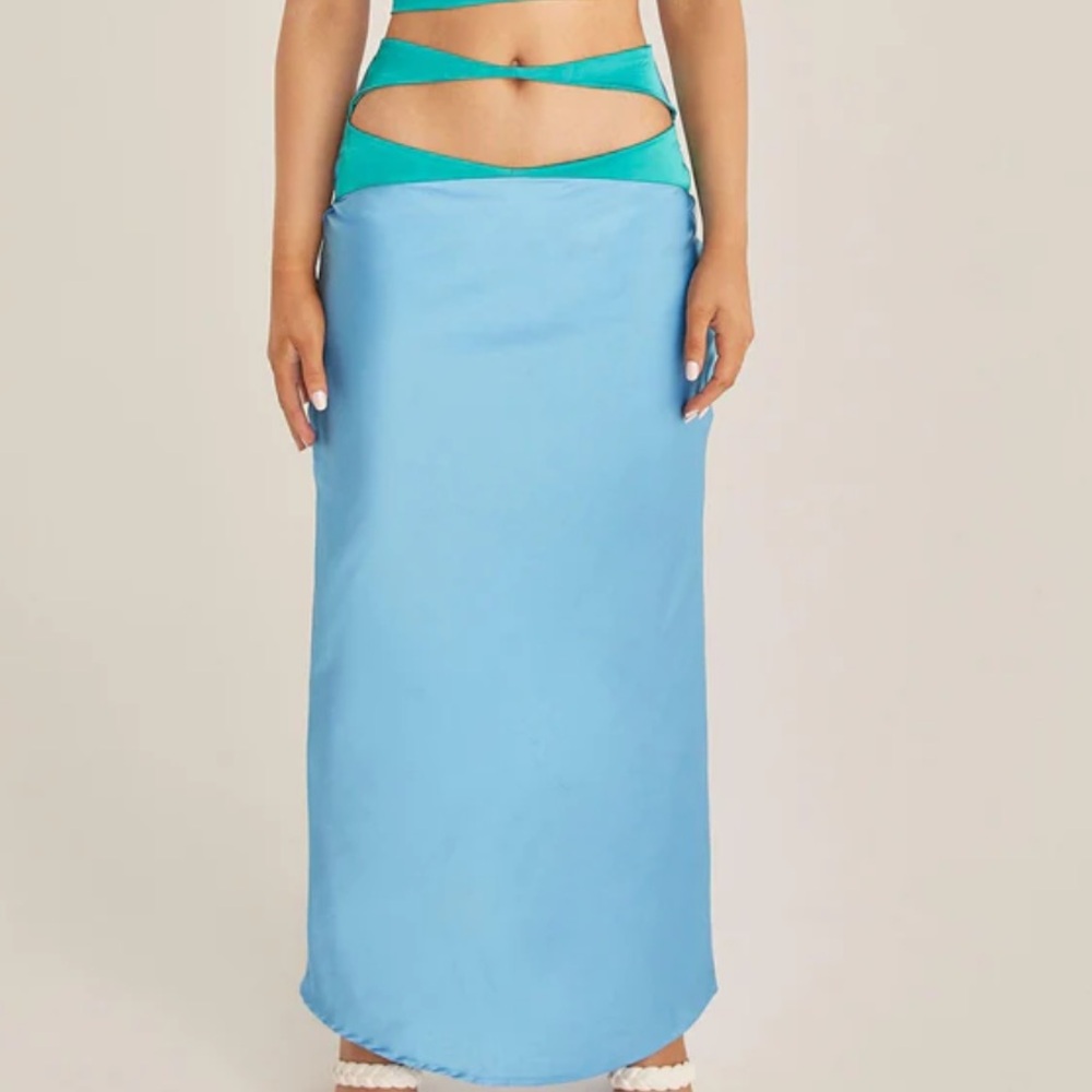 🩵 Riley Hubatka EXCLUSIVE x Peppermayo Azure Blue Mondello Maxi Skirt | 6 S