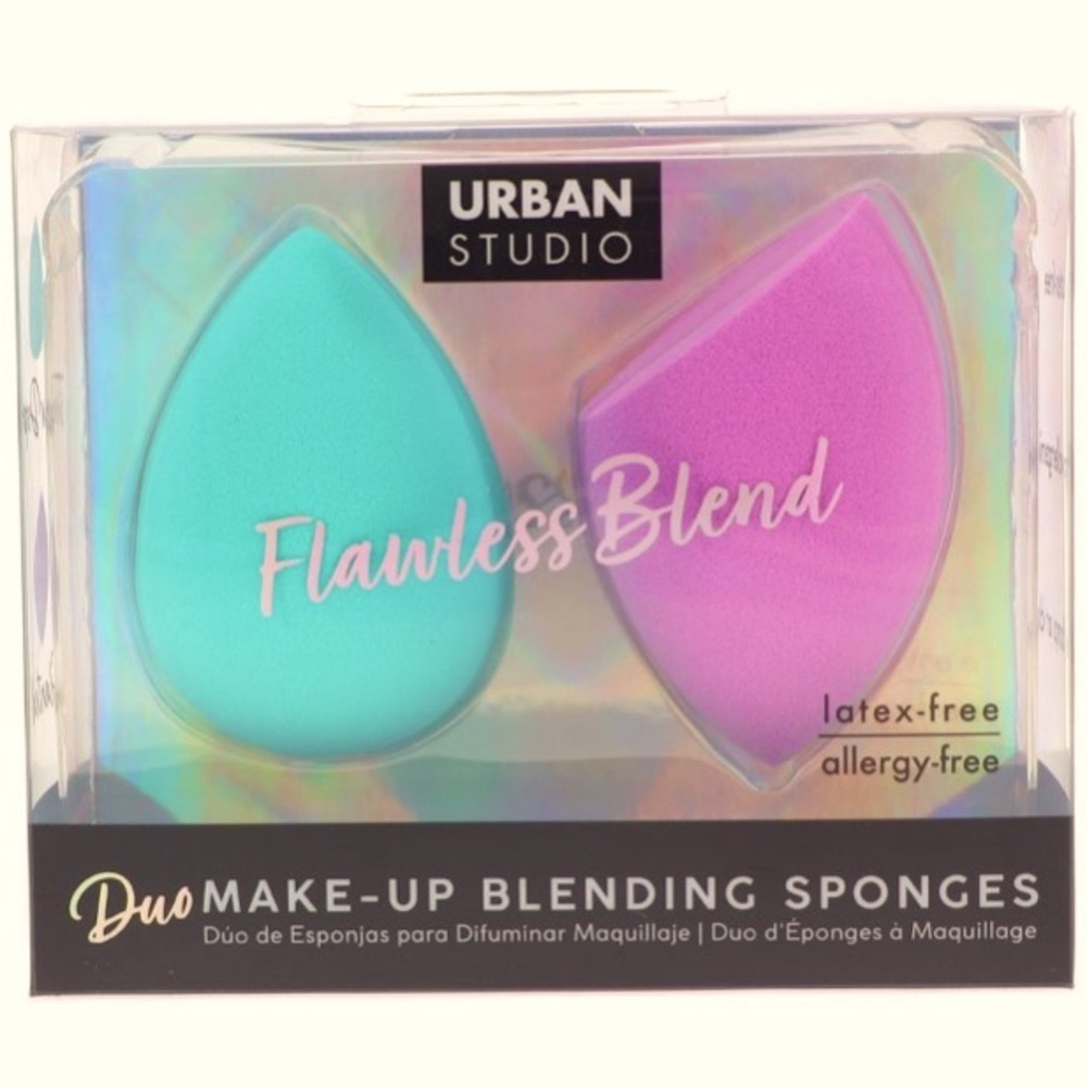 🩵 NIB Urban Studio Duo Blending Makeup Sponges Set of 2 Purple / Teal
