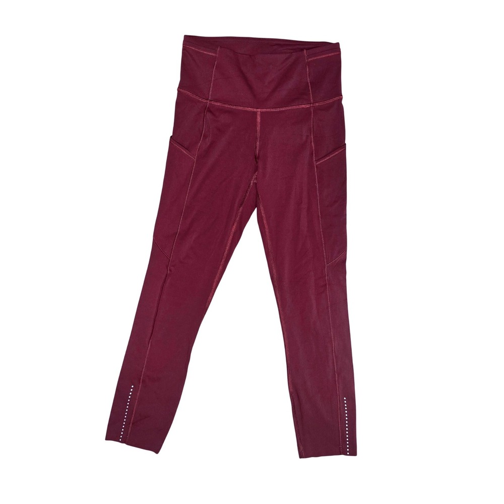 Lululemon Wunder Train high-rise leggings size 4 reflective burgundy maroon rose