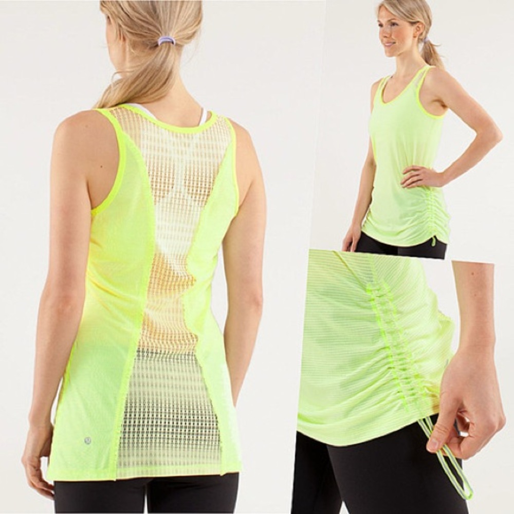 Lululemon Tie & Fly Tank Top in Lime- Neon Yellow- size M