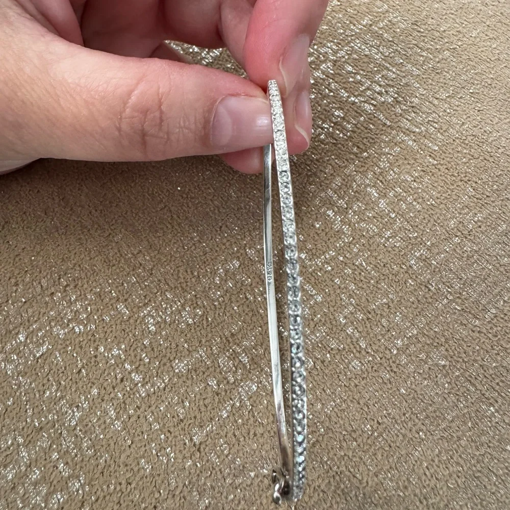Elegant Sterling silver 925 with zirconia oval bangle - Picture 8 of 11