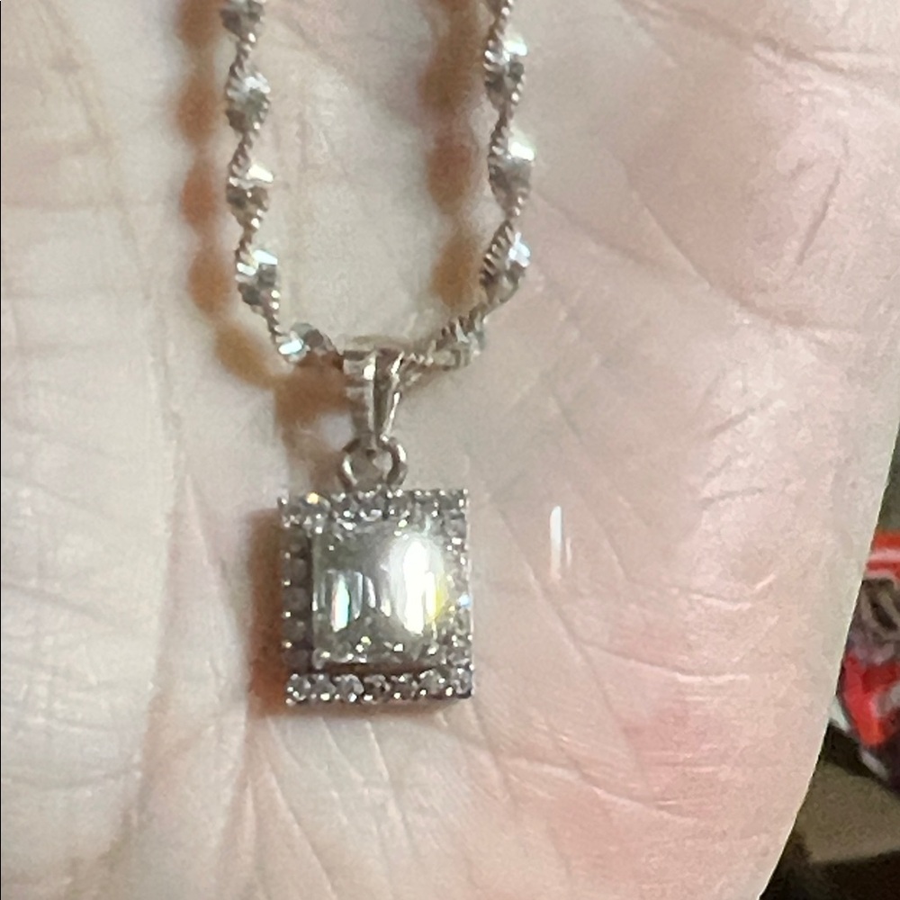 Elegant Sterling Silver Heated Champagne Diamond Pendant Necklace