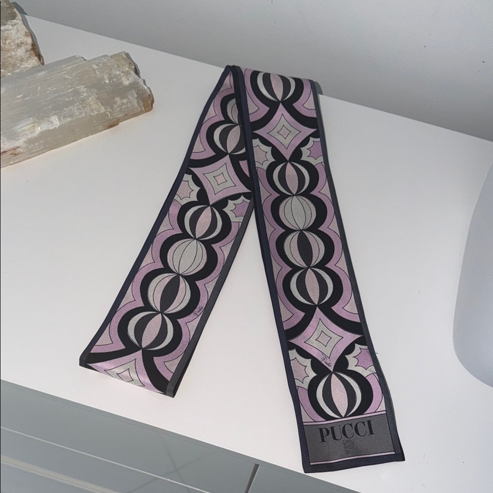 Emilio Pucci Geometric Pink and Black Scarf