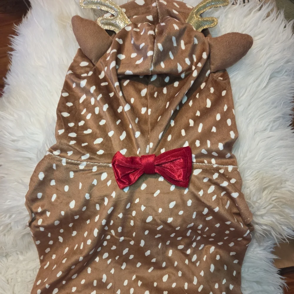 Sweet Cheeks Reindeer Dog Costume Brown White Gold XL - Picture 2 of 8