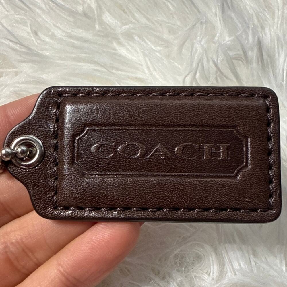 2" COACH Brown Fob Bag Charm Hang tag Hangtag