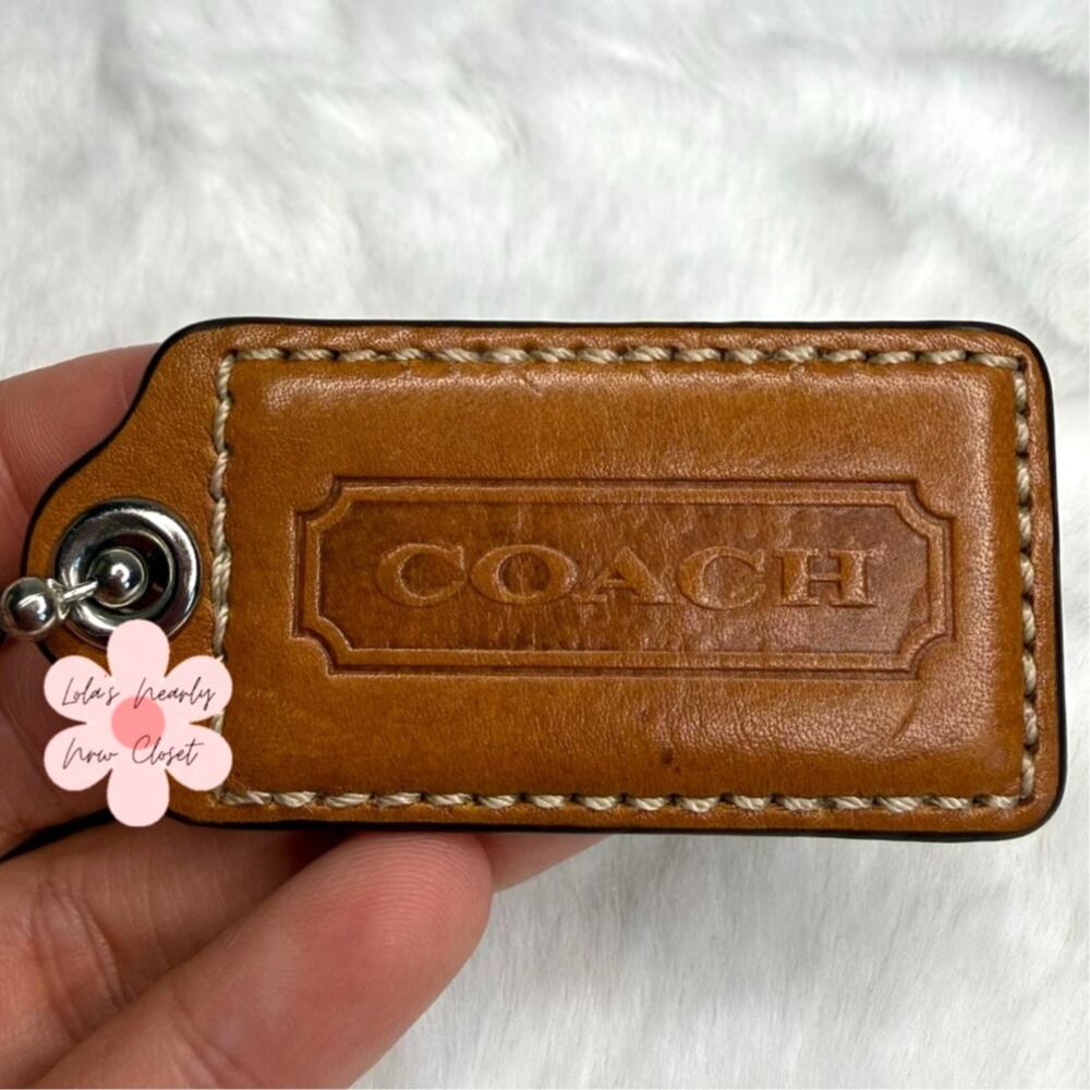 2" COACH Brown Fob Bag Charm Hang tag Hangtag