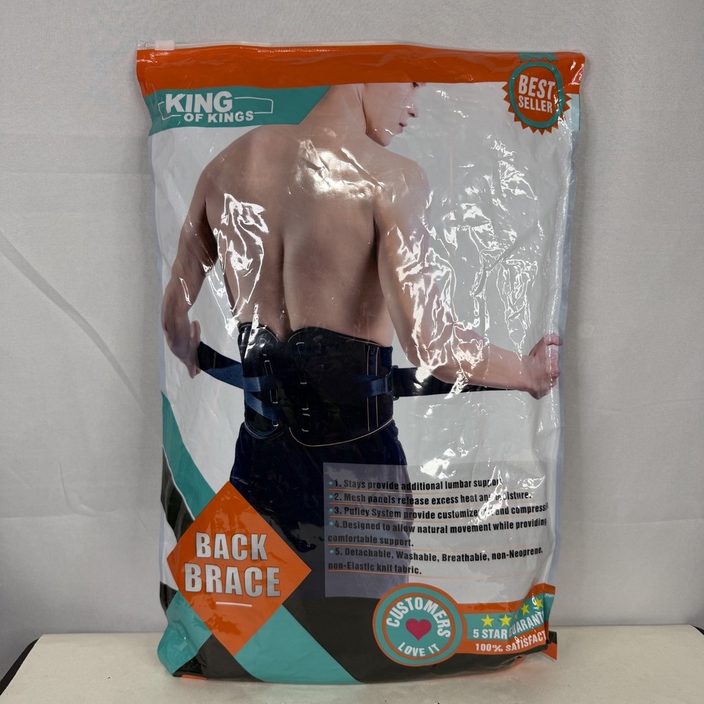 King of Kings Lower Back Brace Pain Relief Lumbar Support / X-Large - New