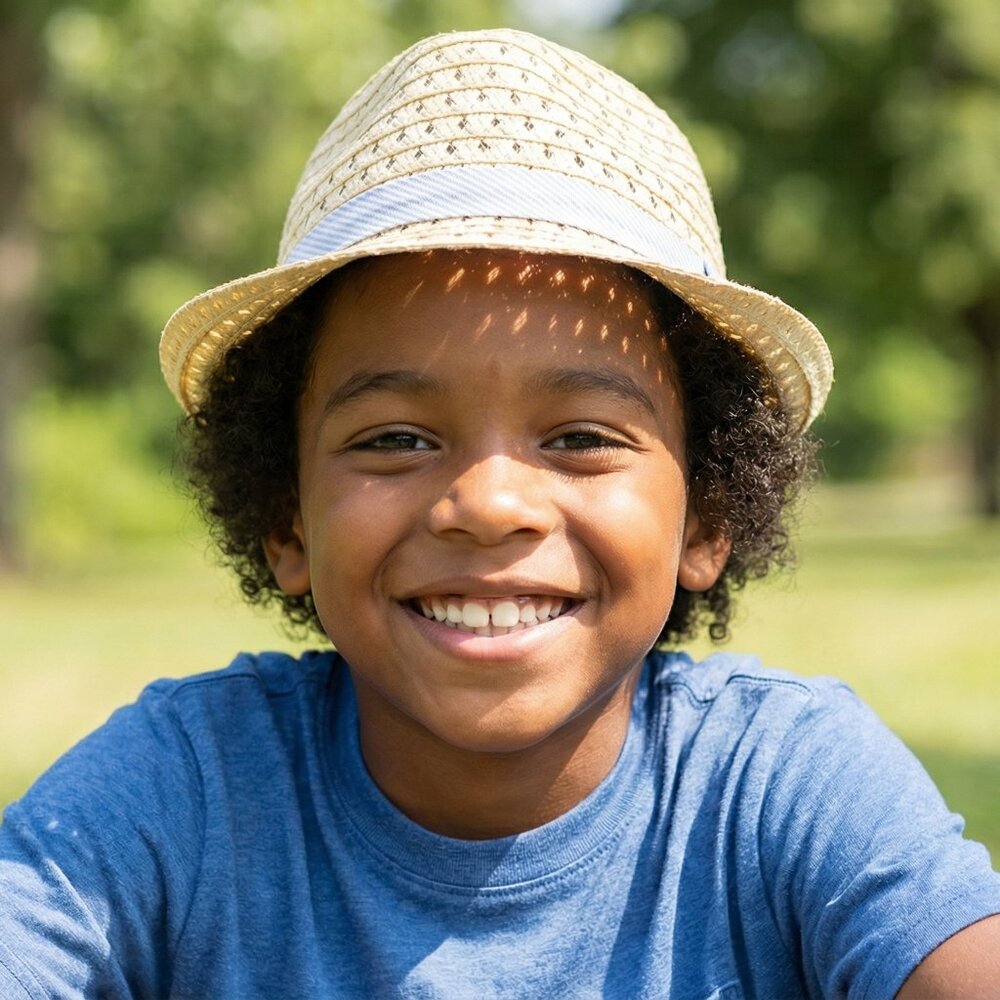 TAN BLUE RIBBON FEDORA WOVEN HAT