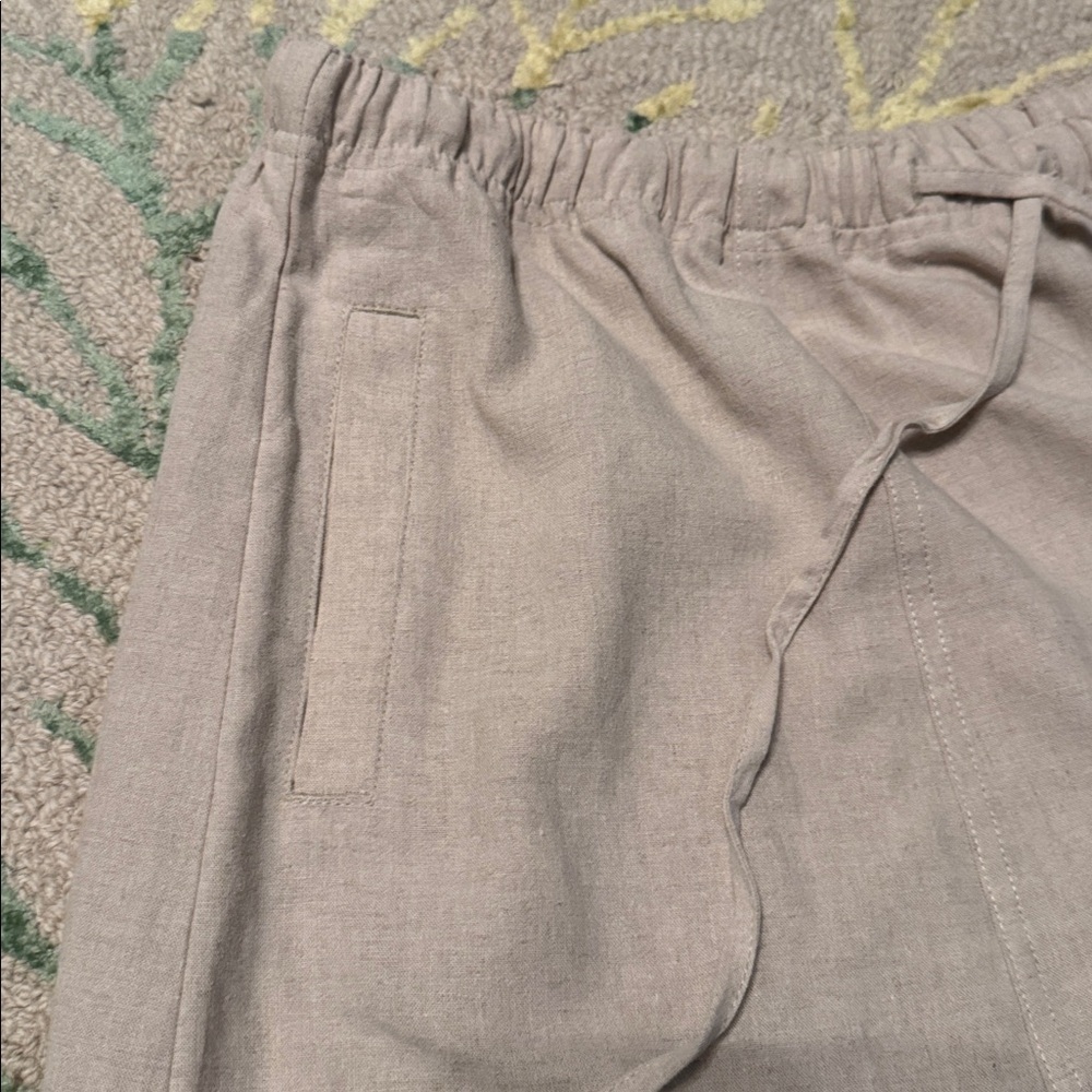 Orvis natural 100% linen, a line drawstring elastic waist pocket skirt LP NWOT - Picture 2 of 4