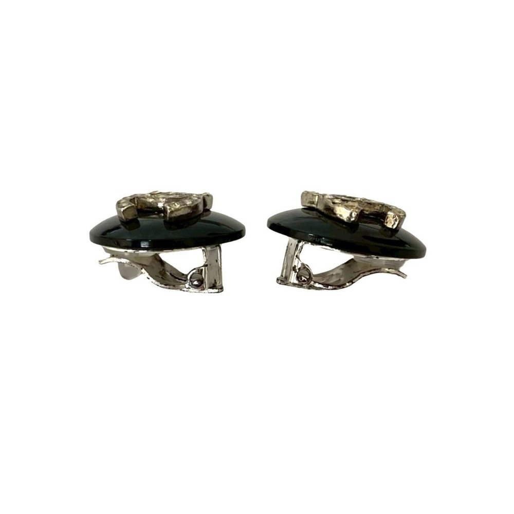 CHANEL Authentic Vintage Black Logo Earrings - Picture 3 of 6