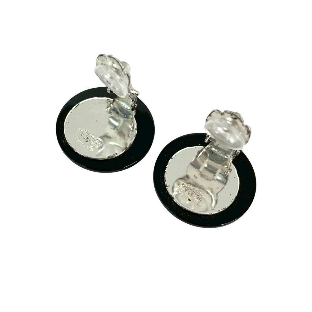 CHANEL Authentic Vintage Black Logo Earrings - Picture 6 of 6