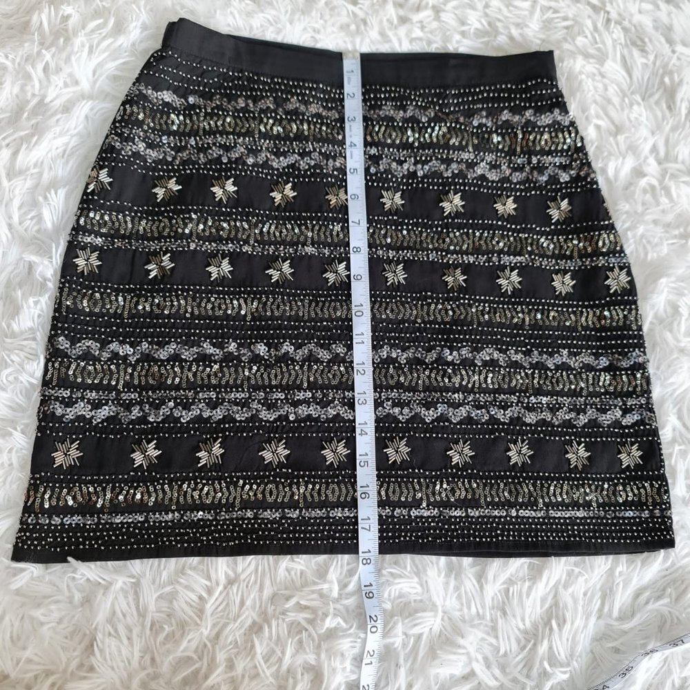 Alya Black Sequins Beaded Front Mini Skirt - Size Medium - Picture 5 of 7