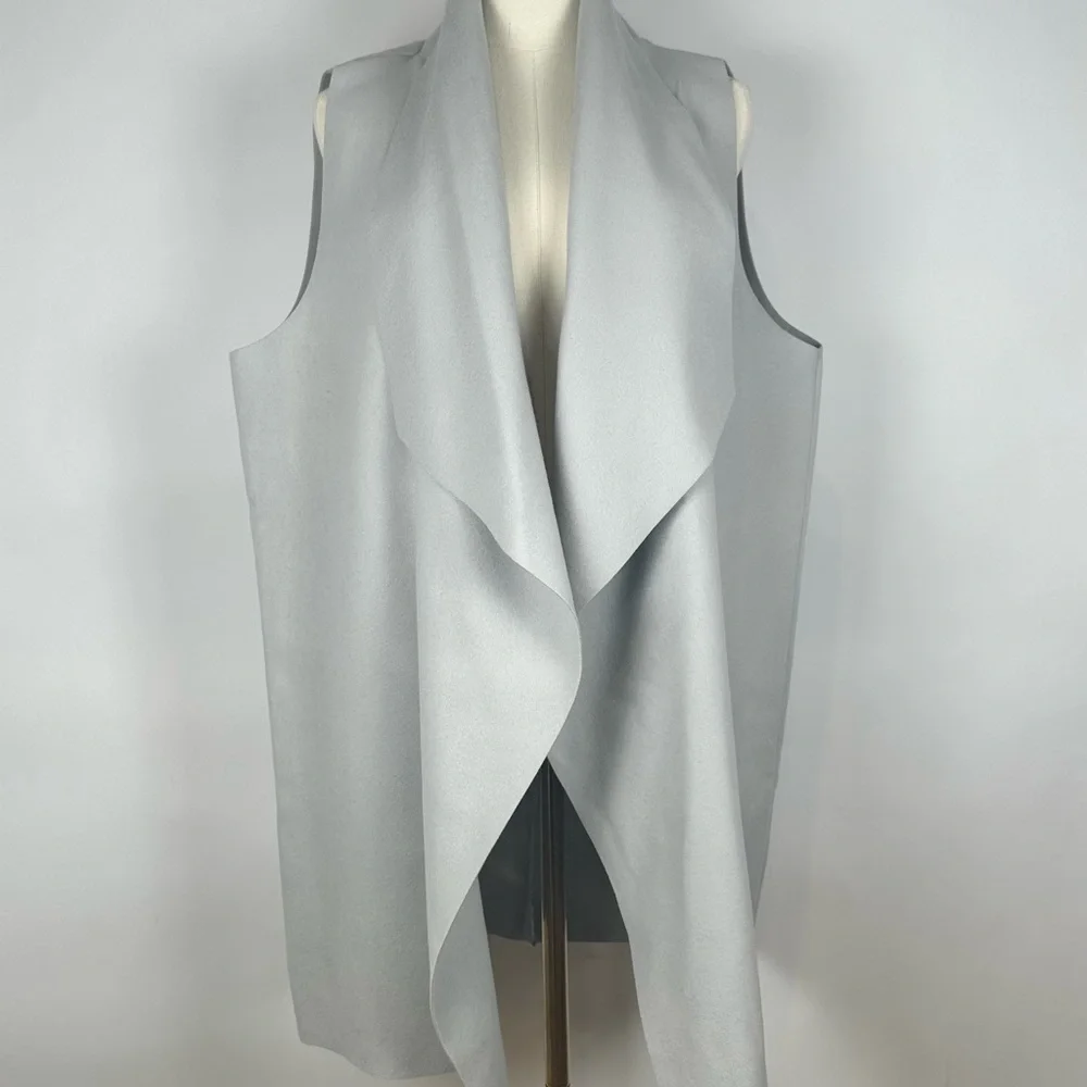 Mud Pie, Women’s Harber Duster Vest, Dove Gray, Size M/L - Picture 2 of 11