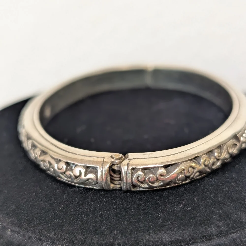 Brighton "Sacred Cross" Hinged Magnetic Bangle Bracelet Filigree Crystal - Picture 5 of 11