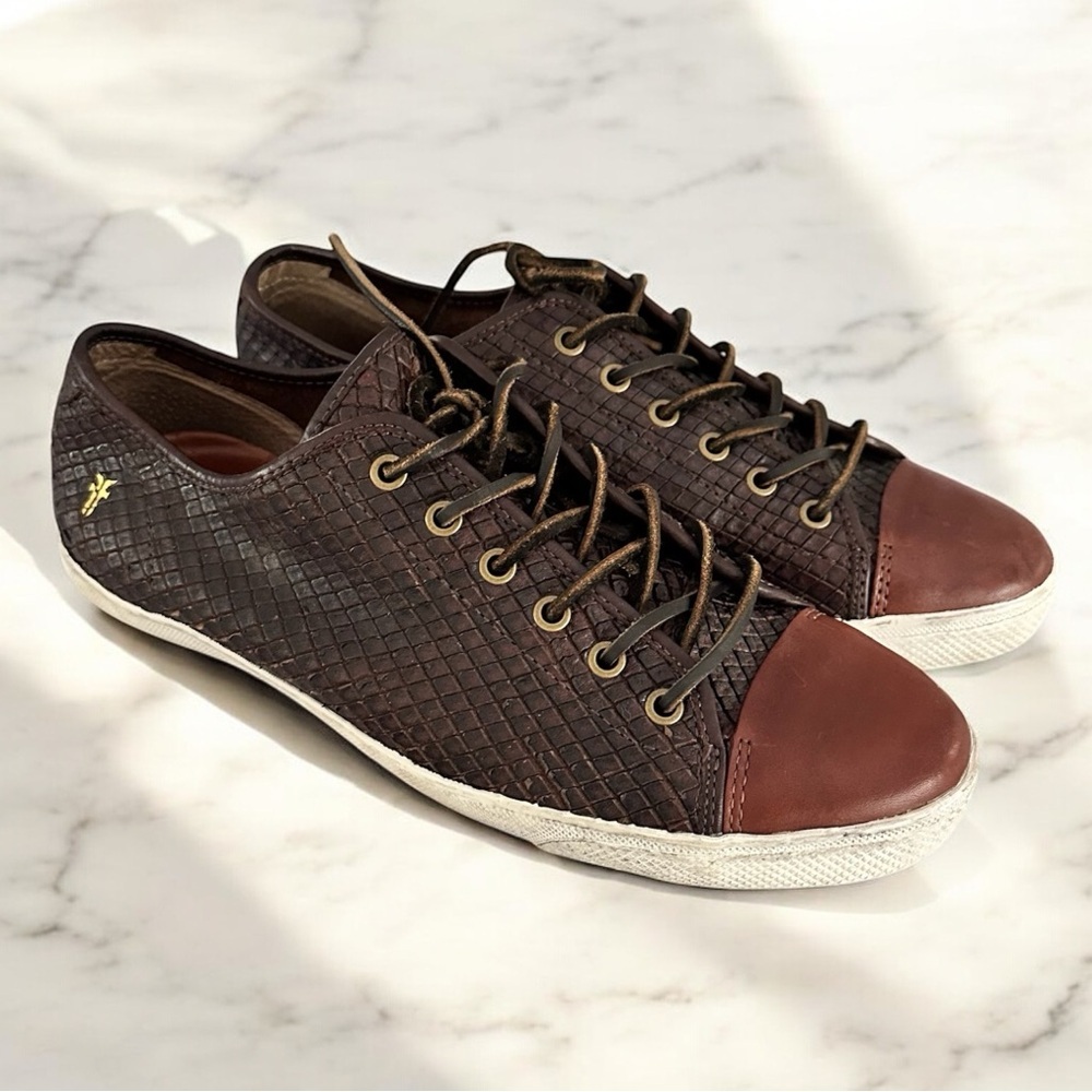 FRYE Men’s Chambers Leather Brown Textured Men's Sneakers