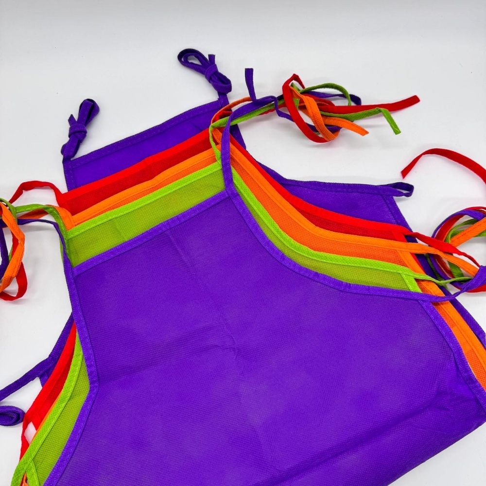 Kids Art & Craft Colored Aprons Set | Adjustable Ties | New | Multicolor