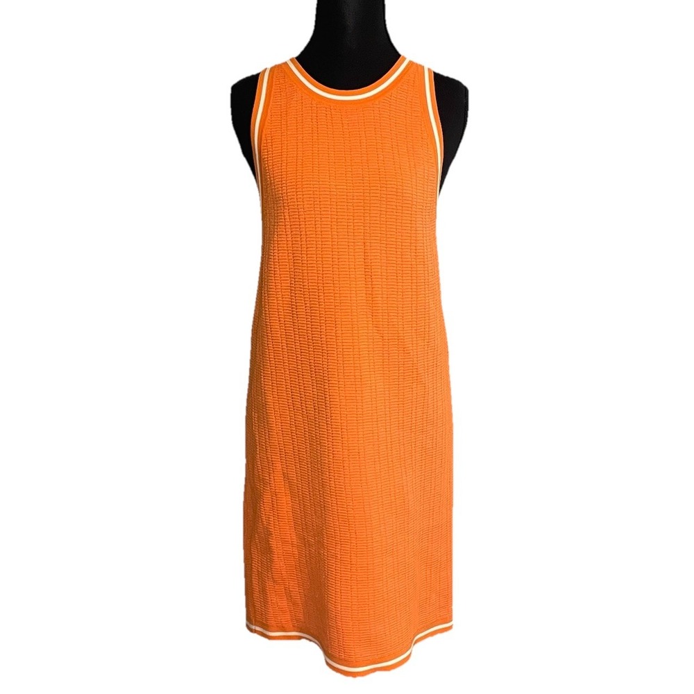 PQ Swim Paloma Logan Dress Sporty‎ Knit Mini Dress Orange Ribbed Cover Up Med/Lg