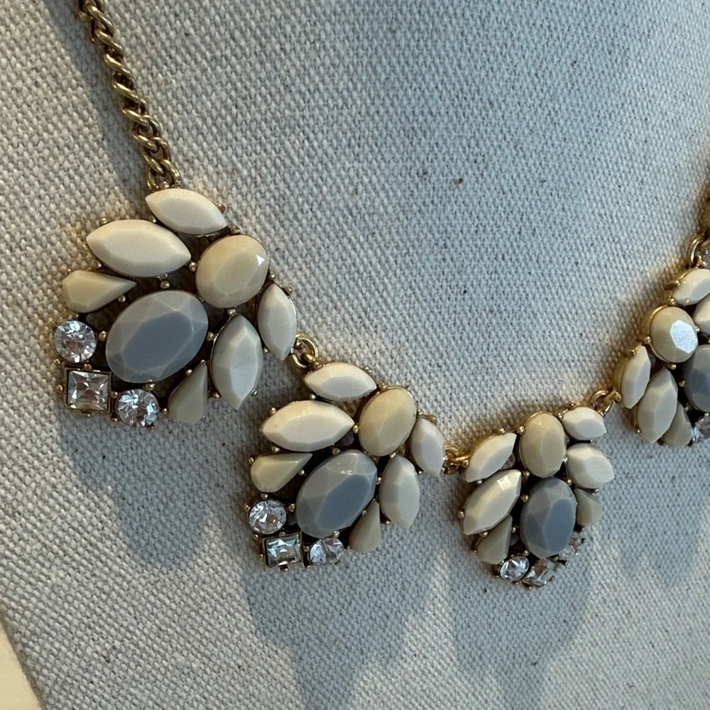 J Crew Gold and Cream Necklace - Picture 2 of 6
