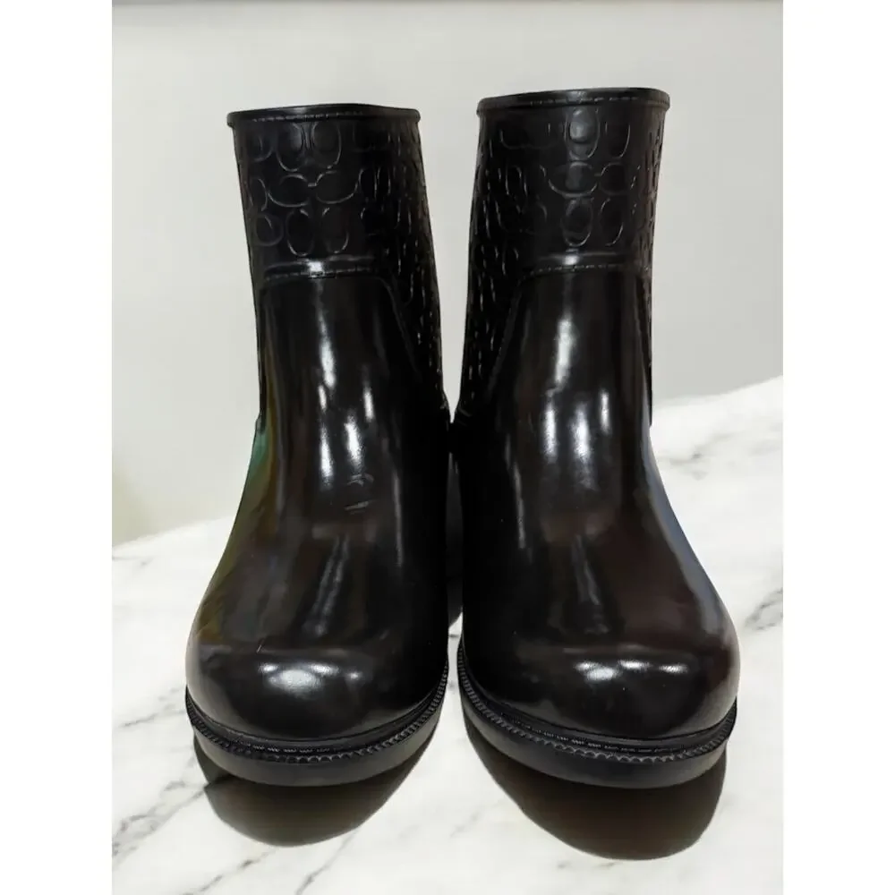 Coach FG1877 Classic Signature Embossed Rain Boot Size 10B - Picture 4 of 10