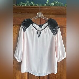 A. Byer Women's Blush and Black Lace Blouse