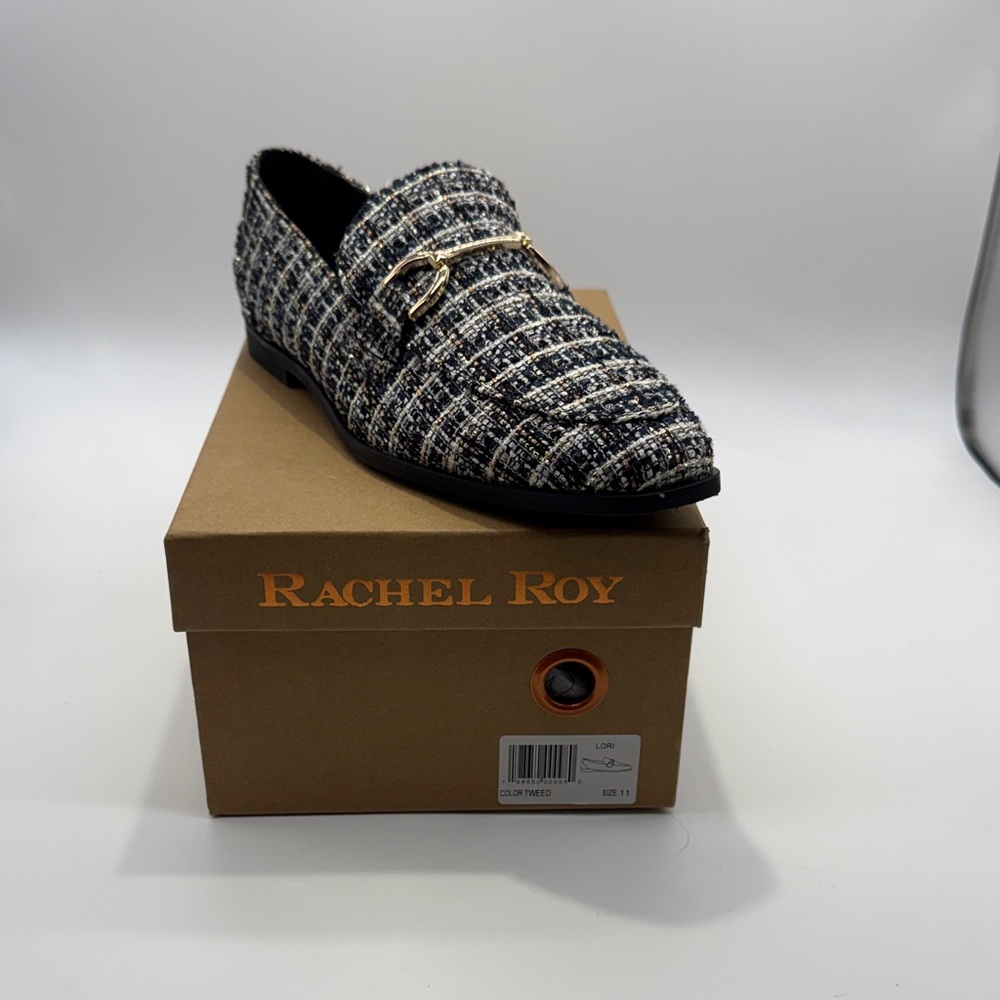 RACHEL Rachel Roy Black and White Tweed Loafers