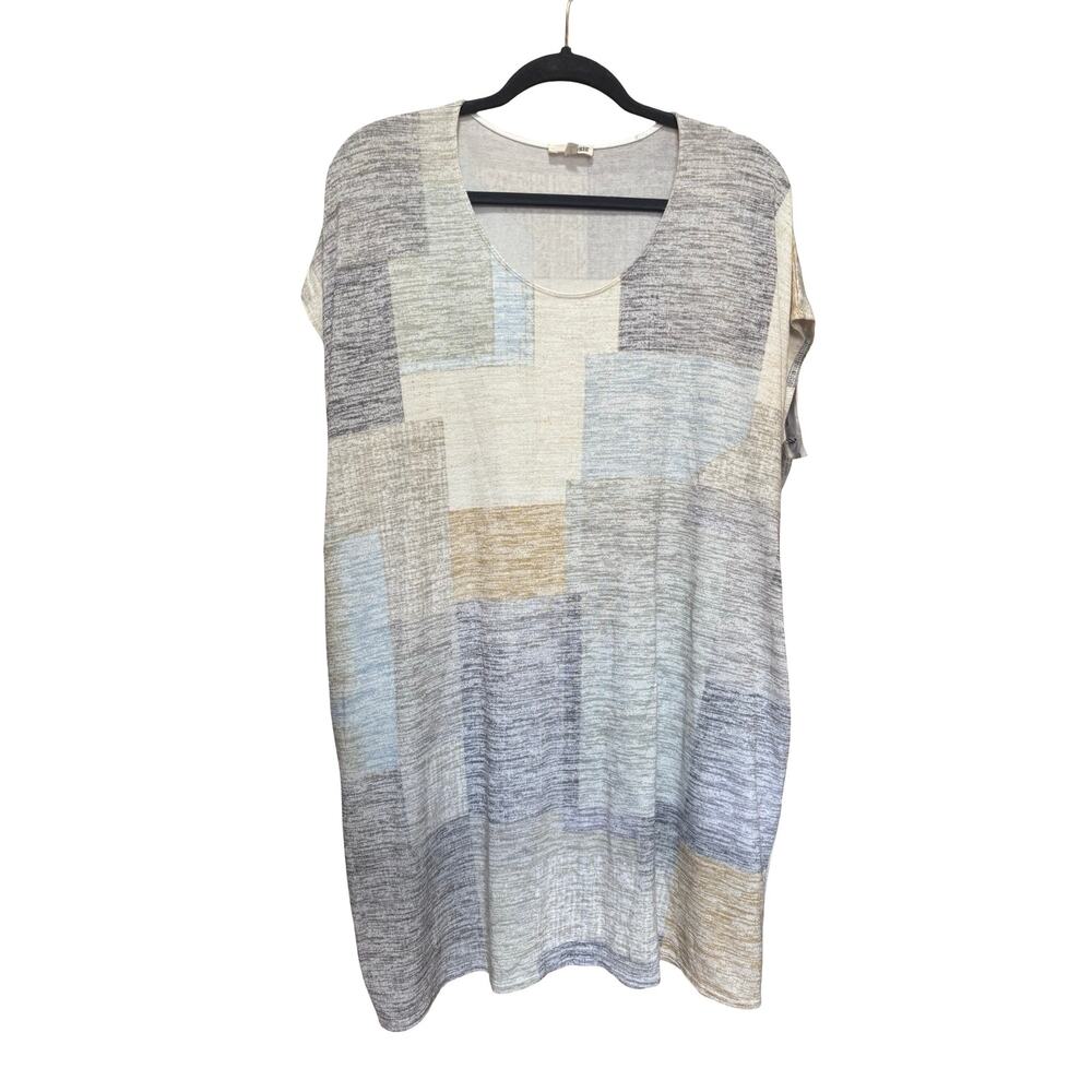 Aritzia Wilfred Free Patchwork Knit Neutral T-Shirt Dress Size Small